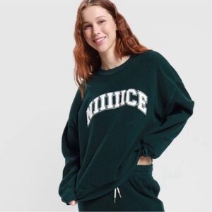 Aerie The Chill Cozy Terry Cloth NIlICE Oversized Slouchy Sweatshirt Green S